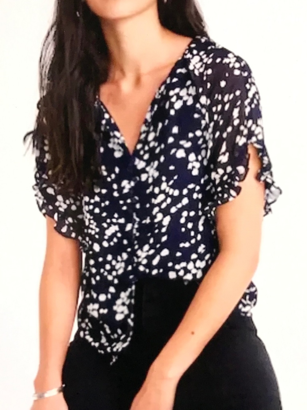 MADEWELL Memento Ruffle Sleeve Blouse Drifting Petals Women’s Size XS